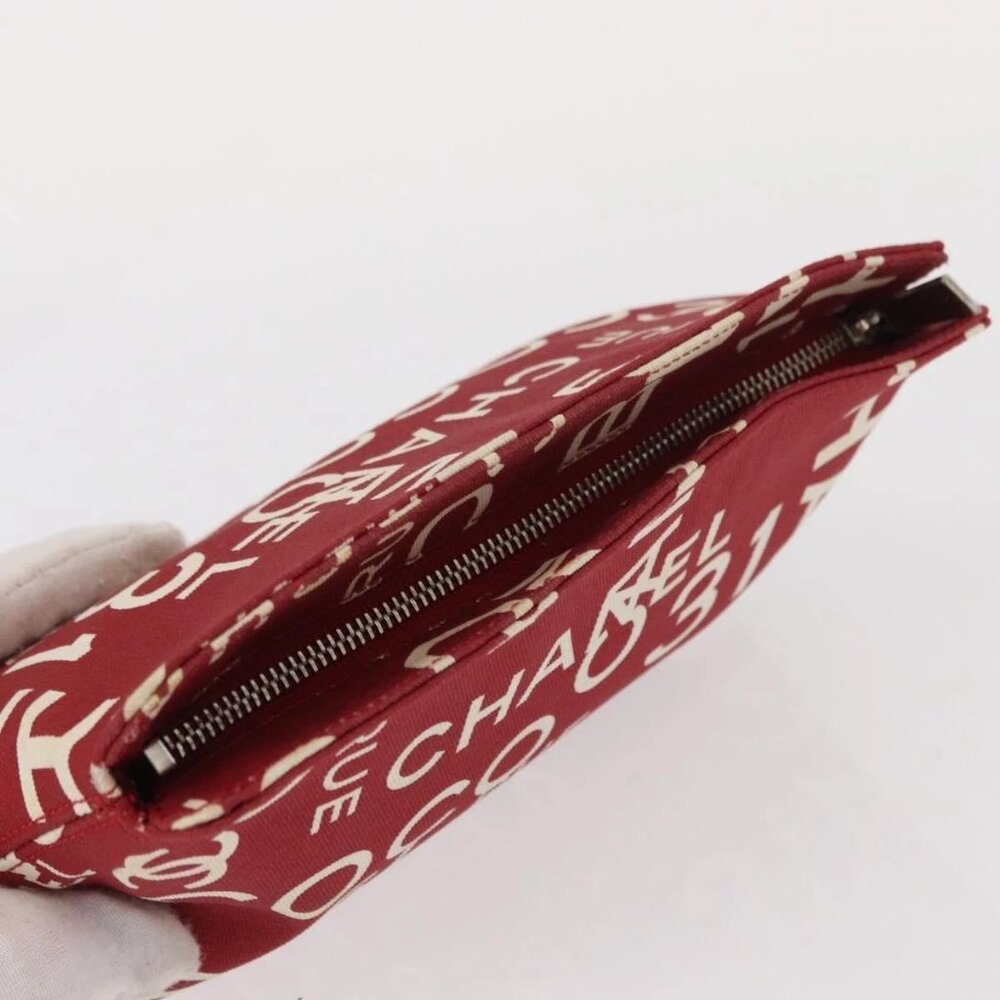 CHANEL Bycy Pouch Canvas Red CC Auth yk19768 - Picture 7 of 16